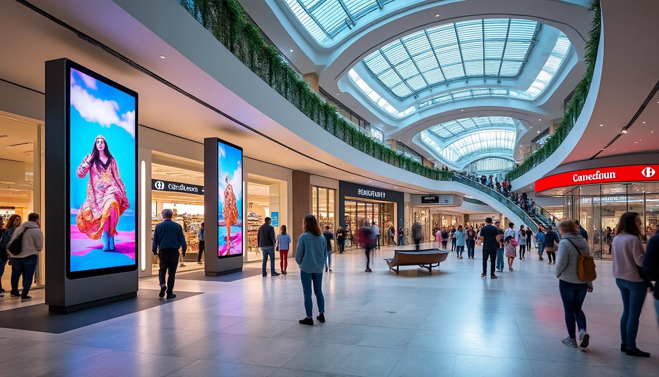 jcdecaux et carrefour s'associent pour transformer les écrans vidéo publicitaires en centres commerciaux, offrant une expérience innovante et interactive aux visiteurs.