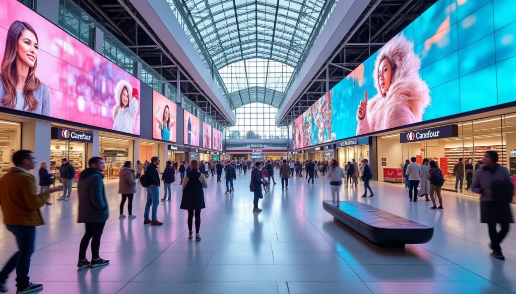 jcdecaux et carrefour collaborent pour innover et transformer les écrans vidéo publicitaires dans les centres commerciaux, offrant une expérience unique et interactive aux consommateurs.